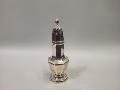Lot 534 - A LARGE SILVER SUGAR CASTER, Birmingham 1908,...