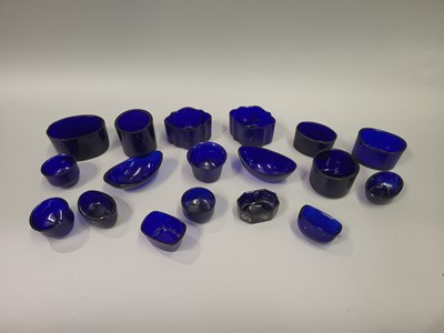 Lot 536 - A COLLECTION OF BLUE GLASS CONDIMENT LINERS