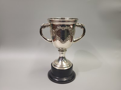 Lot 537 - A SILVER IRISH TWO-HANDLED PRESENTATION CUP,...