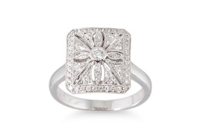 Lot 180 - A DIAMOND SET CLUSTER RING, plaque style with...