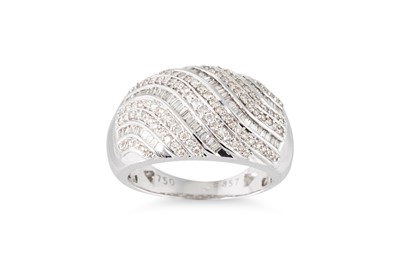 Lot 391 - A DIAMOND CLUSTER RING, bombé form, channel...