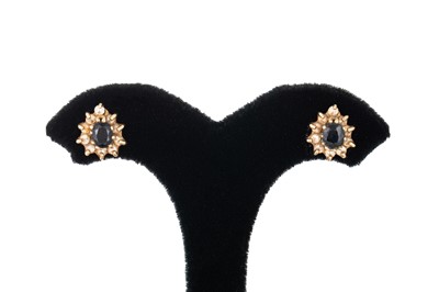 Lot 348 - A PAIR OF STONE SET EARRINGS, mounted in 9ct...