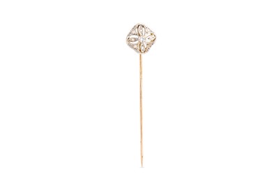 Lot 287 - A VINTAGE DIAMOND CLUSTER STICK PIN, mounted...