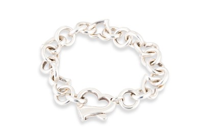 Lot 13 - A SILVER BRACELET, modelled with heart motifs