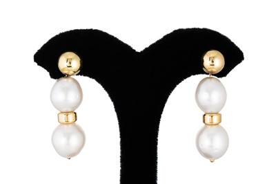Lot 40 - A PAIR OF CULTURED PEARL DROP EARRINGS, the...