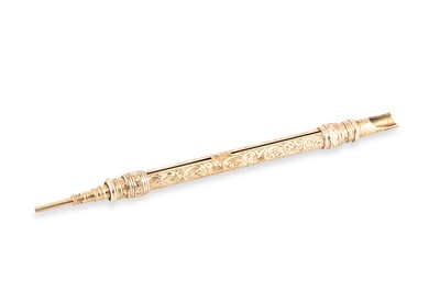 Lot 46 - AN ANTIQUE 15CT YELLOW GOLD RETRACTABLE MORDAN...