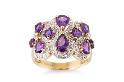 Lot 88 - AN AMETHYST AND DIAMOND SET CLUSTER RING, the...