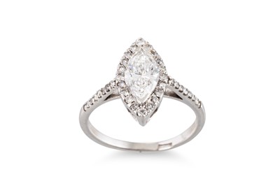 Lot 234 - A DIAMOND CLUSTER RING, the marquise cut...