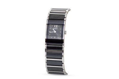 Lot 427 - A RADO BLACK CERAMIC WRISTWATCH, rectangular...
