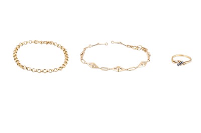 Lot 80 - TWO 9CT GOLD BRACELETS, 9.67 g., together with...