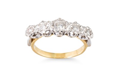 Lot 82 - A FIVE STONE DIAMOND RING, mounted in 18ct...