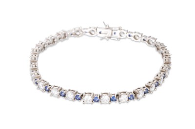 Lot 60 - A CUBIC ZIRCONIA SET TENNIS BRACELET, silver...