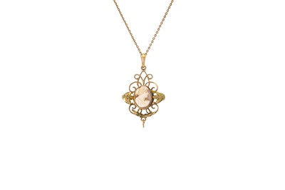 Lot 64 - A GOLD FRAMED CAMEO PENDANT, on a gold chain