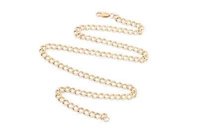 Lot 144 - A 9CT GOLD DOUBLE CURB LINK NECKCHAIN, 17.36 g.
