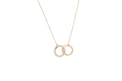 Lot 159 - A 9CT GOLD PENDANT, of two intertwined circles,...