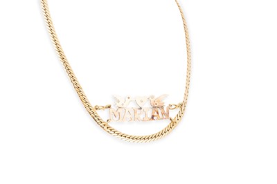 Lot 36 - AN 18CT YELLOW NECKLACE, with identity logo in...