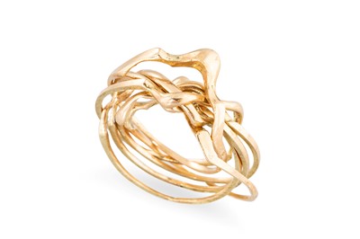 Lot 38 - A 14CT YELLOW GOLD PUZZLE RING, 6.6 g., size Q
