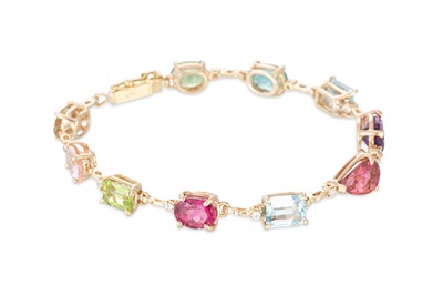 Lot 78 - A MULTI-STONE BRACELET, set with amethyst,...