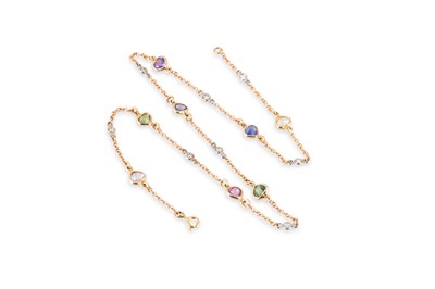 Lot 170 - A MULTI-COLOURED SAPPHIRE AND DIAMOND SET...