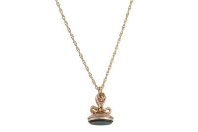 Lot 11 - A BLOODSTONE SEAL, mounted in 9ct yellow gold,...