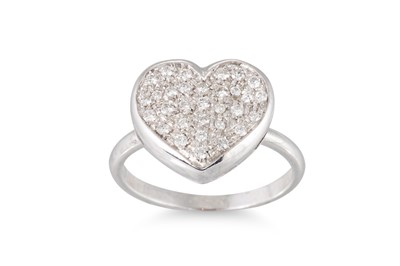 Lot 216 - A DIAMOND HEART SHAPED RING, pavé set in 18ct...
