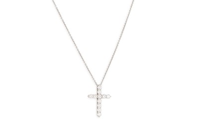 Lot 212 - A DIAMOND TIFFANY & CO CROSS PENDANT, mounted...