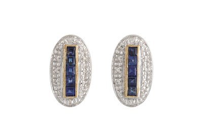Lot 15 - SAPPHIRE AND DIAMOND DRESS EARRINGS, the oval...