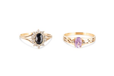 Lot 148 - TWO YELLOW GOLD GEMSET DRESS RINGS, one...