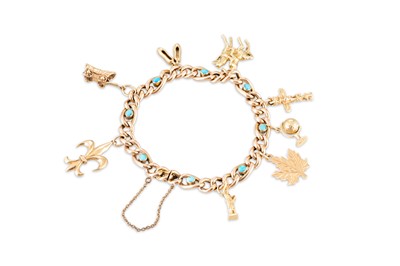 Lot 132 - AN ANTIQUE 9CT GOLD CURB LINK BRACELET, set...