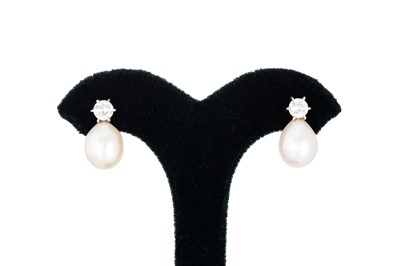 Lot 241 - A PAIR OF DIAMOND AND PEARL EARRINGS, mounted...