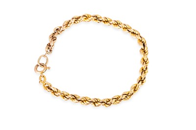 Lot 232 - A 9CT YELLOW GOLD ROPE LINK BRACELET, ca 6.5"...