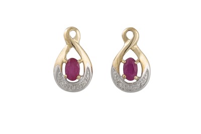 Lot 19 - A PAIR OF DIAMOND AND RUBY DROP EARRINGS,...