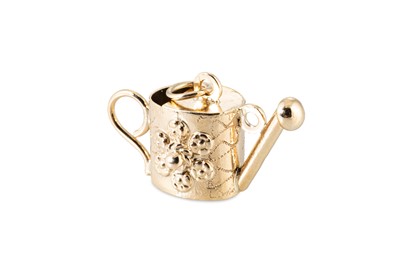 Lot 187 - A 9CT YELLOW GOLD WATERING CAN NOVELTY CHARM,...
