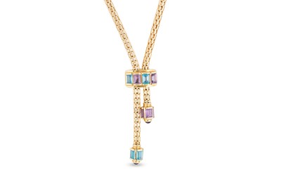 Lot 63 - A 14CT YELLOW GOLD GEM-SET NECKLACE, stamped,...