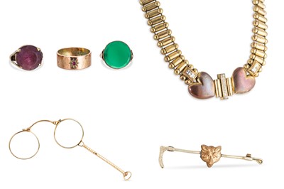 Lot 387 - THREE VINTAGE STONE SET 9CT GOLD RINGS,...