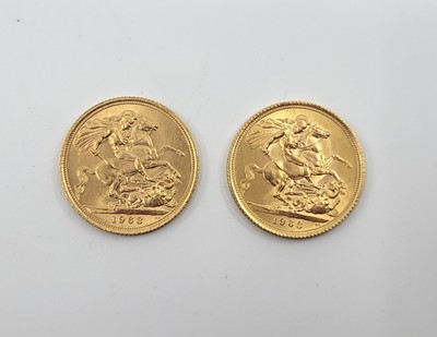 Lot 500 - TWO FULL GOLD SOVEREIGN ENGLISH COINS, both...