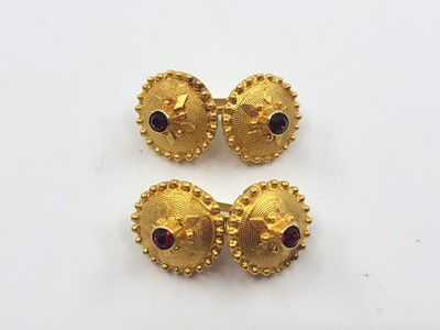 Lot 505 - A PAIR OF 18CT YELLOW GOLD CUFFLINKS, of open...