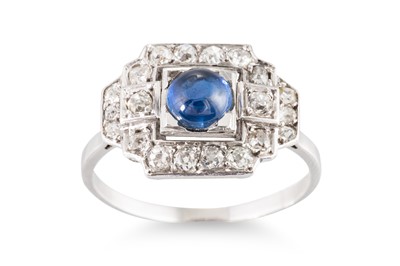 Lot 63 - AN ART DECO SAPPHIRE AND DIAMOND RING, the...