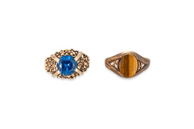 Lot 5 - TWO 9CT GOLD SIGNET STYLE RINGS, one set with...