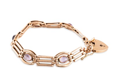 Lot 385 - A 9CT GOLD GATE BRACELET, set with padlock...
