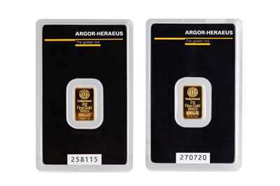 Lot 393 - TWO FINE GOLD 999.9 INGOTS, in plastic sealed...