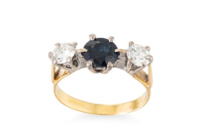 Lot 331 - A SAPPHIRE AND DIAMOND THREE-STONE RING,...