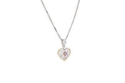 Lot 260 - A 14CT WHITE GOLD PENDANT AND NECKCHAIN,...