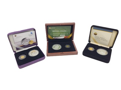 Lot 450 - THREE X TWIN GOLD & SILVER IRISH PROOF COIN...