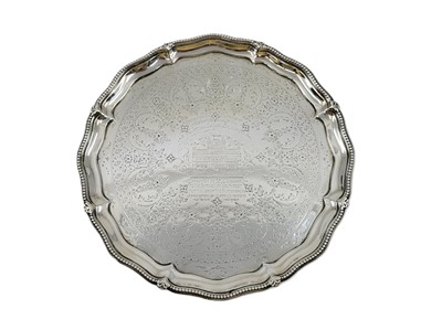 Lot 521 - A VICTORIAN STERLING SILVER SALVER BY...