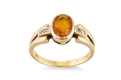 Lot 137 - A CITRINE RING, mounted in 9ct yellow gold,...