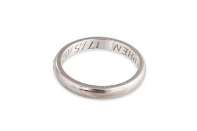 Lot 145 - AN 18CT WHITE GOLD BAND RING, 3.71 g., size K-L