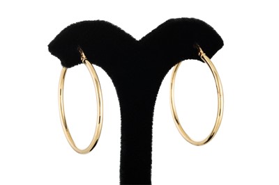 Lot 94 - A PAIR OF GOLD HOOP EARRINGS, diameter ca. 3.3 cm