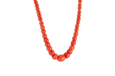 Lot 95 - A MEDITERRANEAN CORAL BEADED NECKLACE, the...