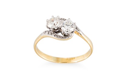 Lot 187 - A VINTAGE TWO STONE DIAMOND TOI ET MOI RING,...